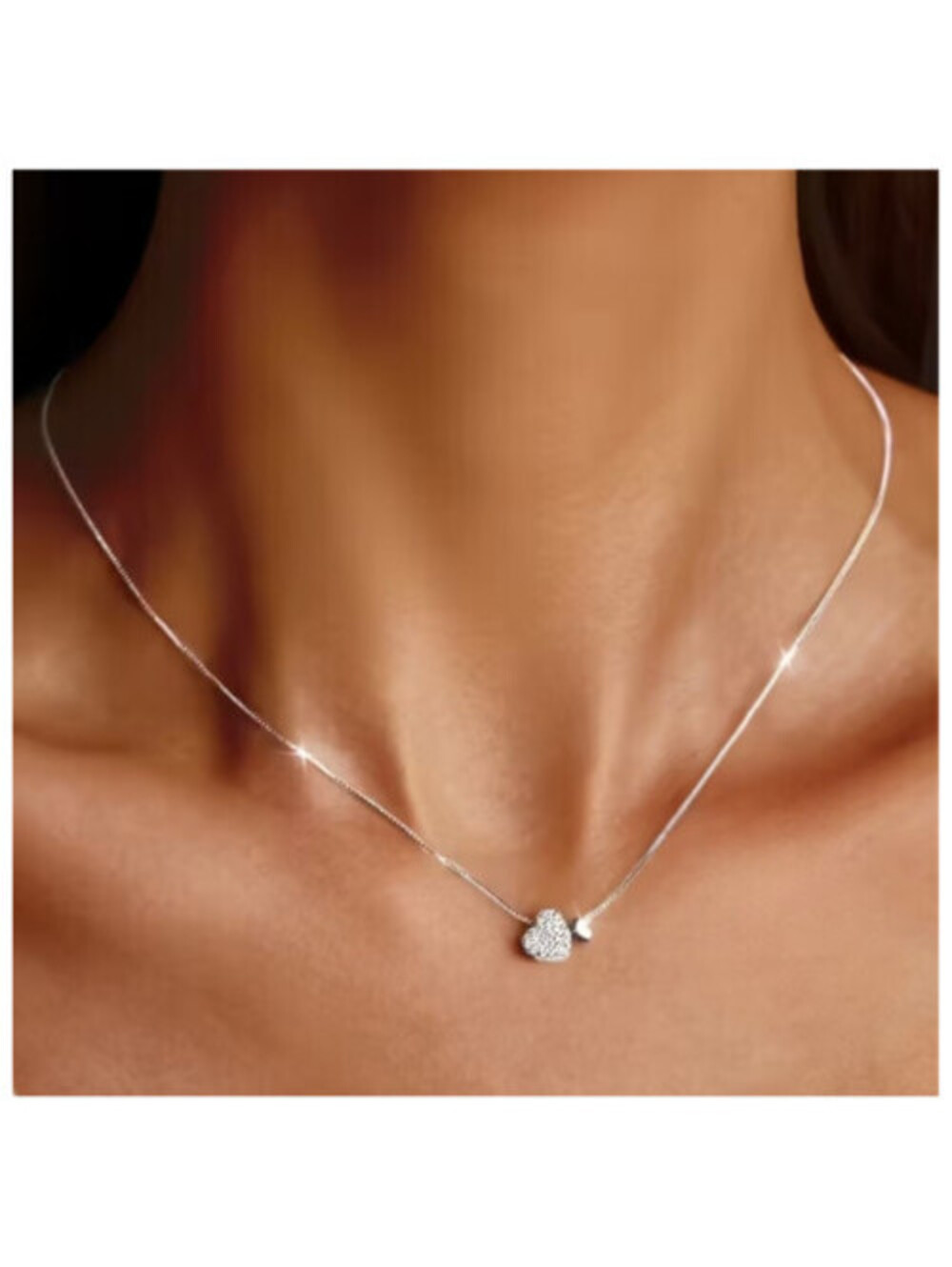 925 Sterling Silver Dainty Heart Necklace Minimalist CZ Pendant Gift for Her